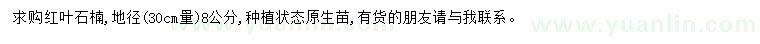 求購30量8公分紅葉石楠