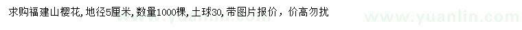 求購地徑5公分福建山櫻花