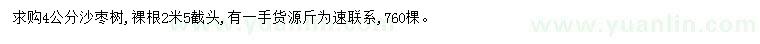求購4公分沙棗樹(shù)