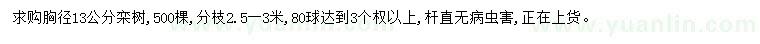 求購胸徑13公分欒樹