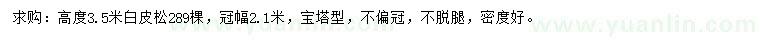 求購(gòu)高3.5米白皮松