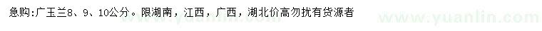 求購8、9、10公分廣玉蘭