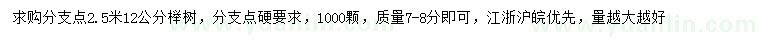 求購12公分櫸樹