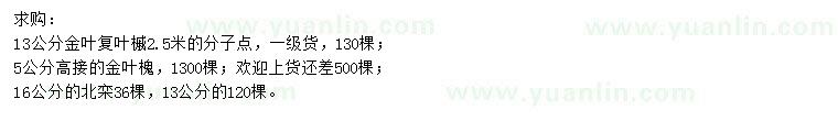 求購(gòu)金葉復(fù)葉槭、金葉槐、北欒