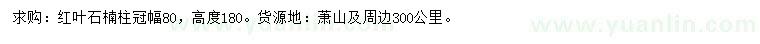 求購冠幅80公分紅葉石楠柱
