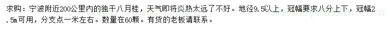 求購地徑9.5公分以上八月桂