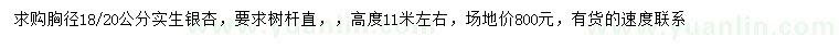 求購胸徑18/20公分實生銀杏