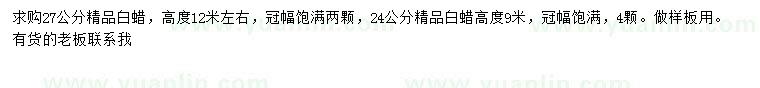求購24、27公分白蠟