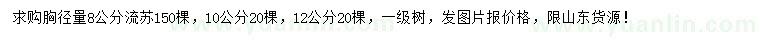求購胸徑8、10、12公分流蘇