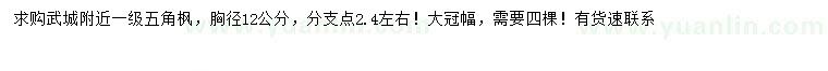 求購胸徑12公分五角楓