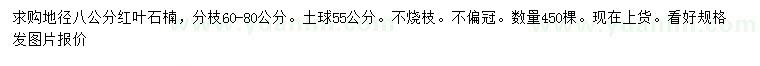 求購地徑8公分紅葉石楠