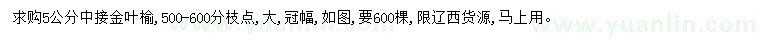 求購5公分金葉榆