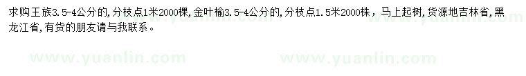 求購3.5-4公分王族海棠、金葉榆