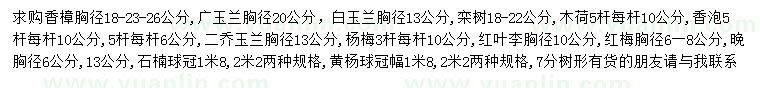 求購(gòu)香樟、廣玉蘭、白玉蘭等