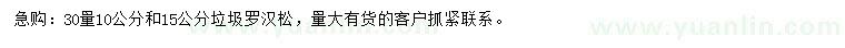 求購(gòu)30量10、15公分羅漢松