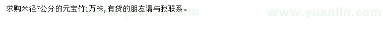 求購(gòu)米徑7公分元寶竹