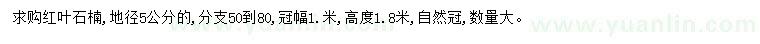 求購(gòu)地徑5公分紅葉石楠