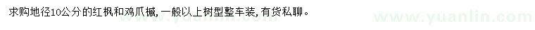 求購地徑10公分紅楓、雞爪槭