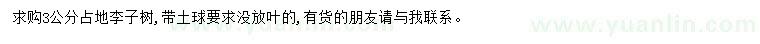 求購(gòu)3公分李子樹(shù)