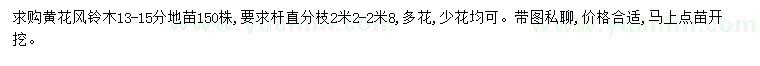 求購13-15公分黃花風(fēng)鈴木