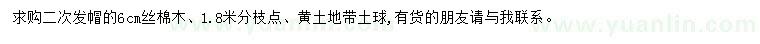 求購(gòu)6公分絲棉木