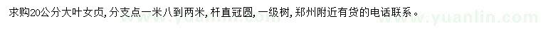 求購20公分大葉女貞