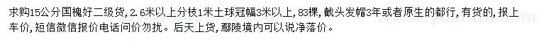 求購15公分國槐