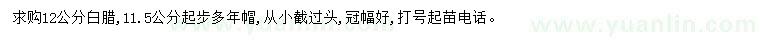 求購11.5公分以上白蠟