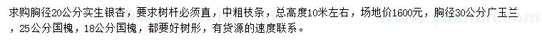 求購(gòu)銀杏、廣玉蘭、國(guó)槐