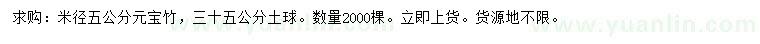 求購米徑5公分元寶竹