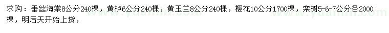 求購(gòu)垂絲海棠、黃櫨、黃玉蘭等