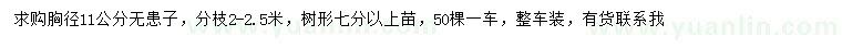 求購胸徑11公分無患子