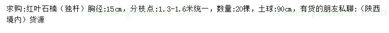 求購胸徑15公分紅葉石楠
