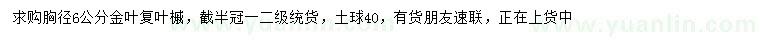 求購胸徑6公分金葉復(fù)葉槭
