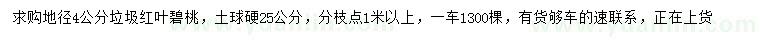 求購地徑4公分紅葉碧桃