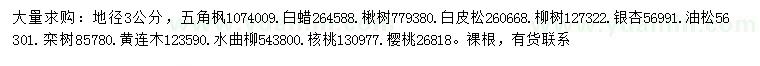 求購五角楓、白蠟、楸樹等