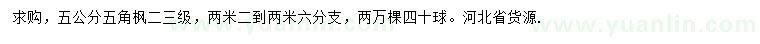求購5公分五角楓