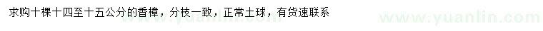 求購14-15公分香樟