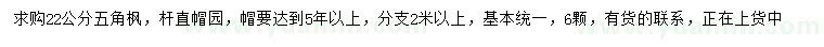 求購22公分五角楓