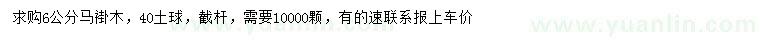 求購6公分馬褂木