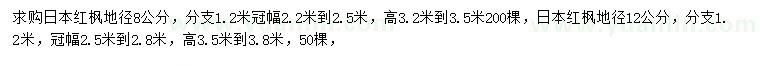 求購(gòu)地徑8、12公分日本紅楓