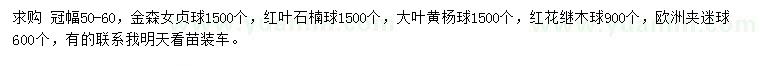 求購(gòu)金森女貞球、紅葉石楠球、大葉黃楊球等