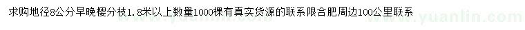 求購地徑8公分早晚櫻