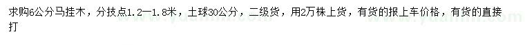 求購6公分馬褂木
