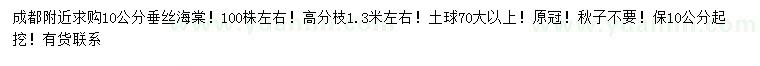 求購10公分垂絲海棠