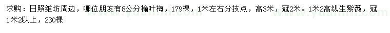 求購8公分榆葉梅