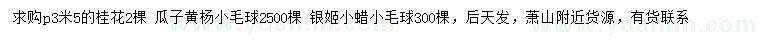 求購桂花、瓜子黃楊球、銀姬小蠟球