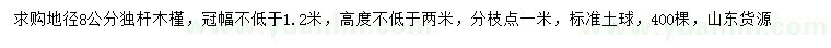 求購(gòu)地徑8公分木槿
