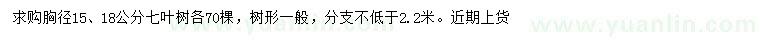 求購胸徑15、18公分七葉樹