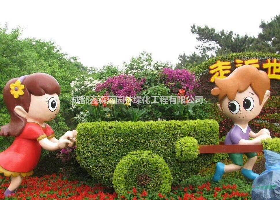 成都真植物蝴蝶造型 仿真植物花朵綠雕 成都雕塑廠